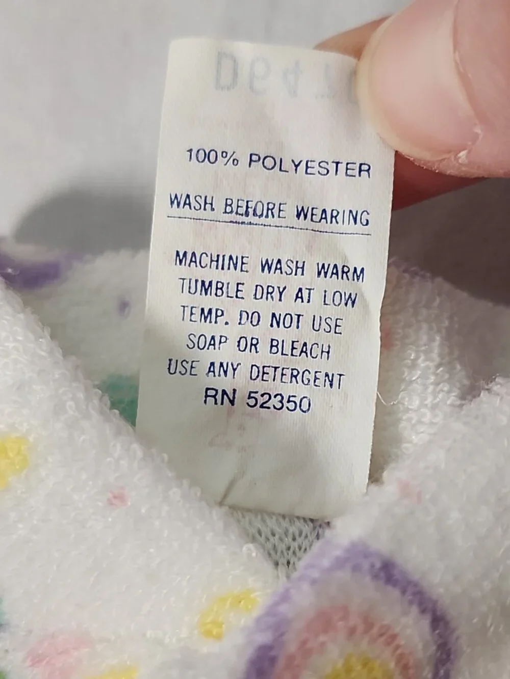 Kent Baby White Footed Sleeper Terry Cloth Medium Rainbows Hearts VTG